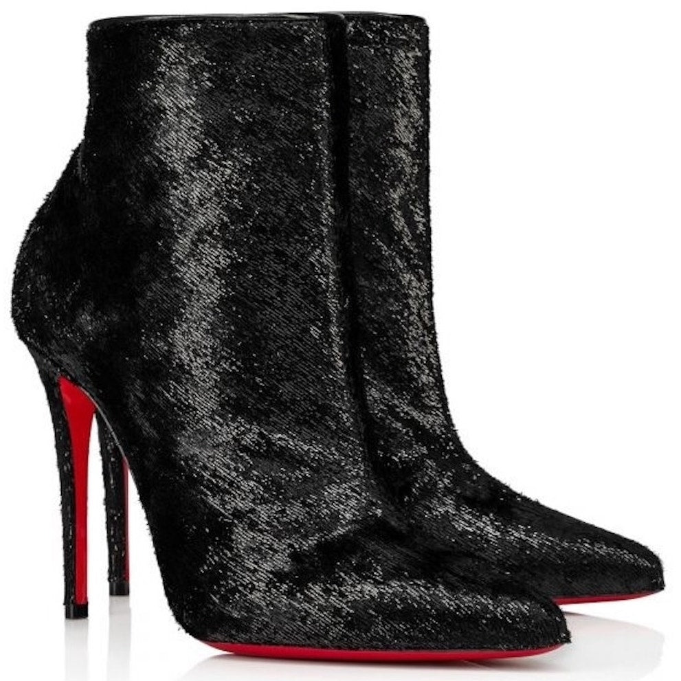 Christian Louboutin Black Velours So Kate Booty 100 Ankle Boots Pointed Toe