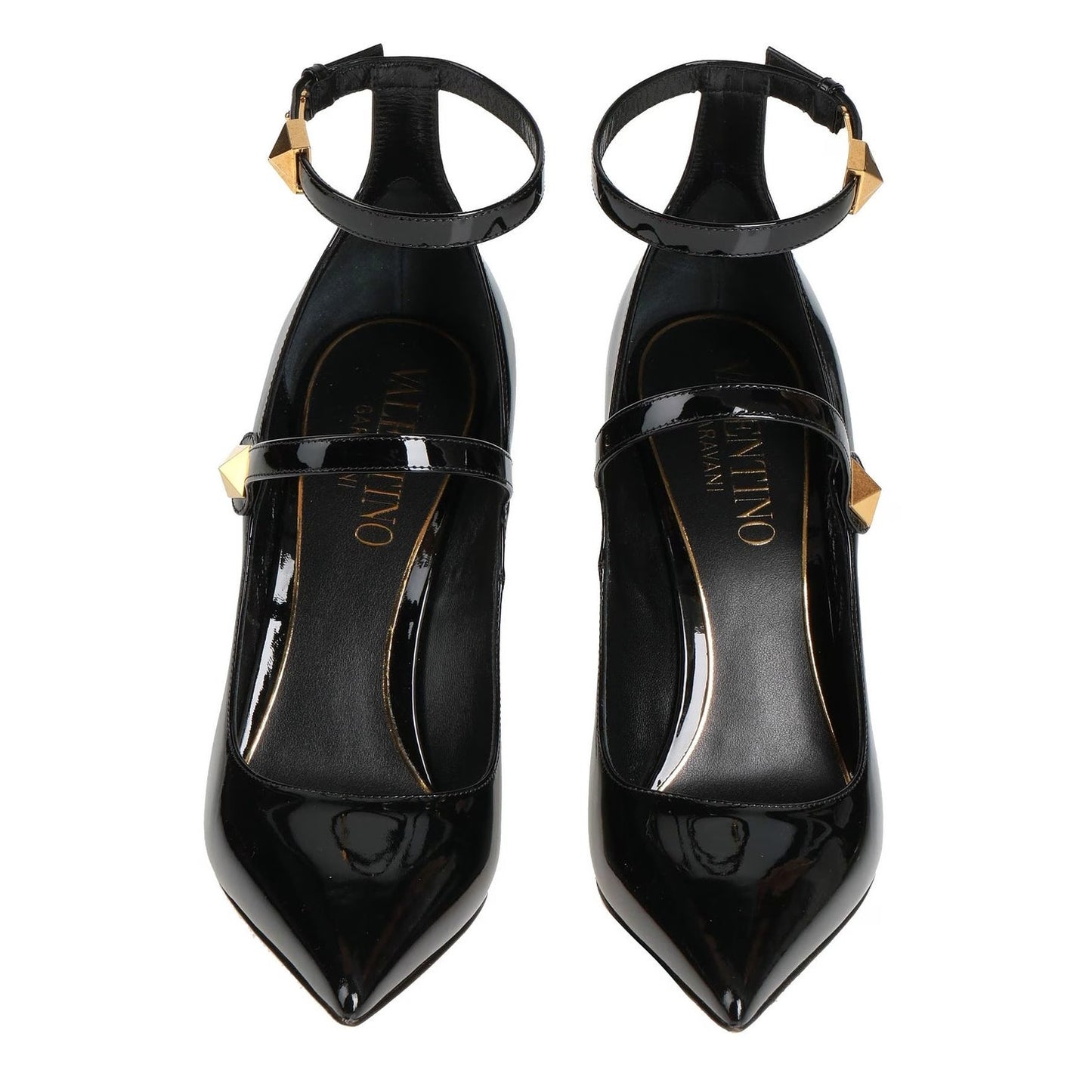Valentino Garavani Black Pointed-toe Patent Leather stud Pumps 39.5