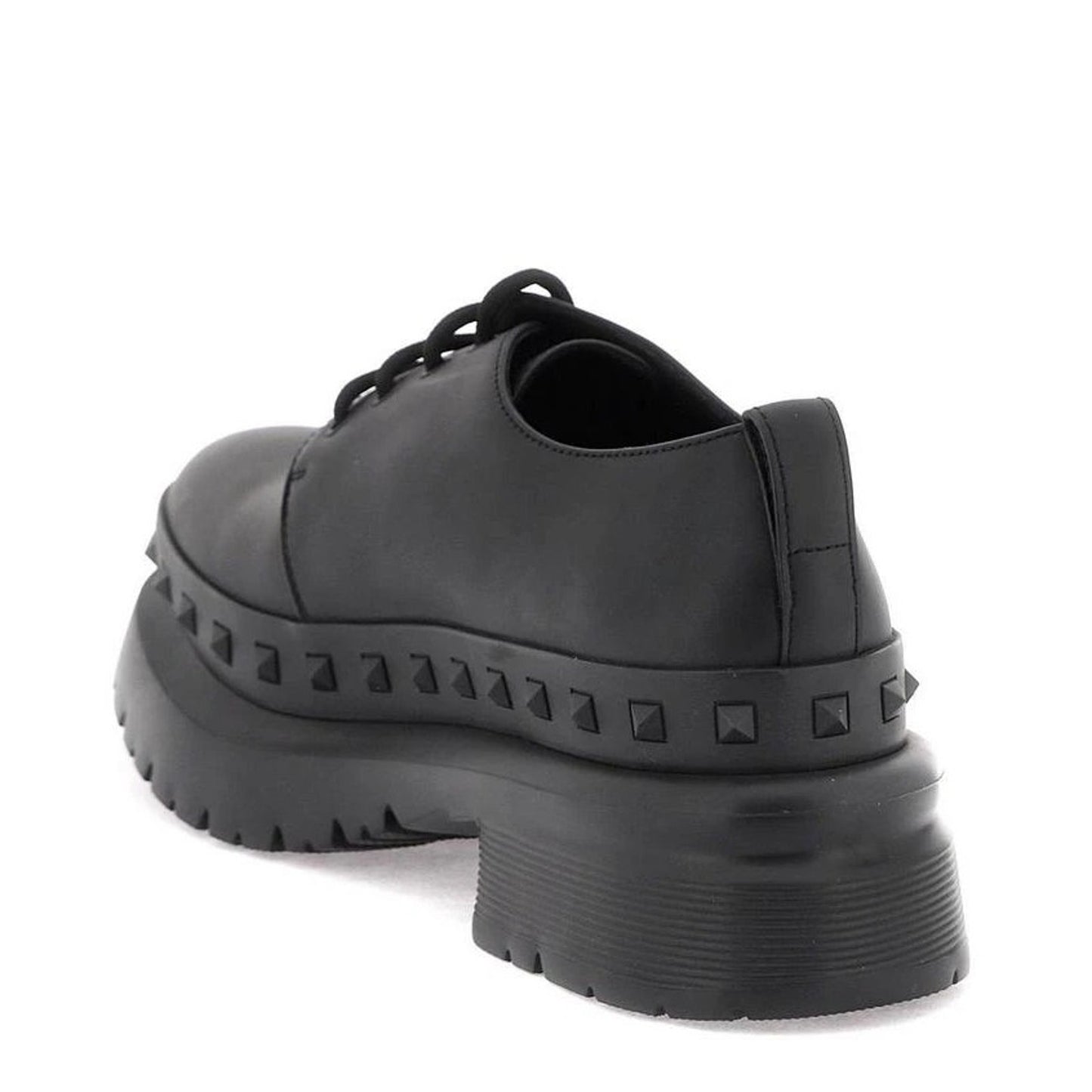 NIB Valentino Garavani Black M-Way Rockstud leather Derby shoes 42