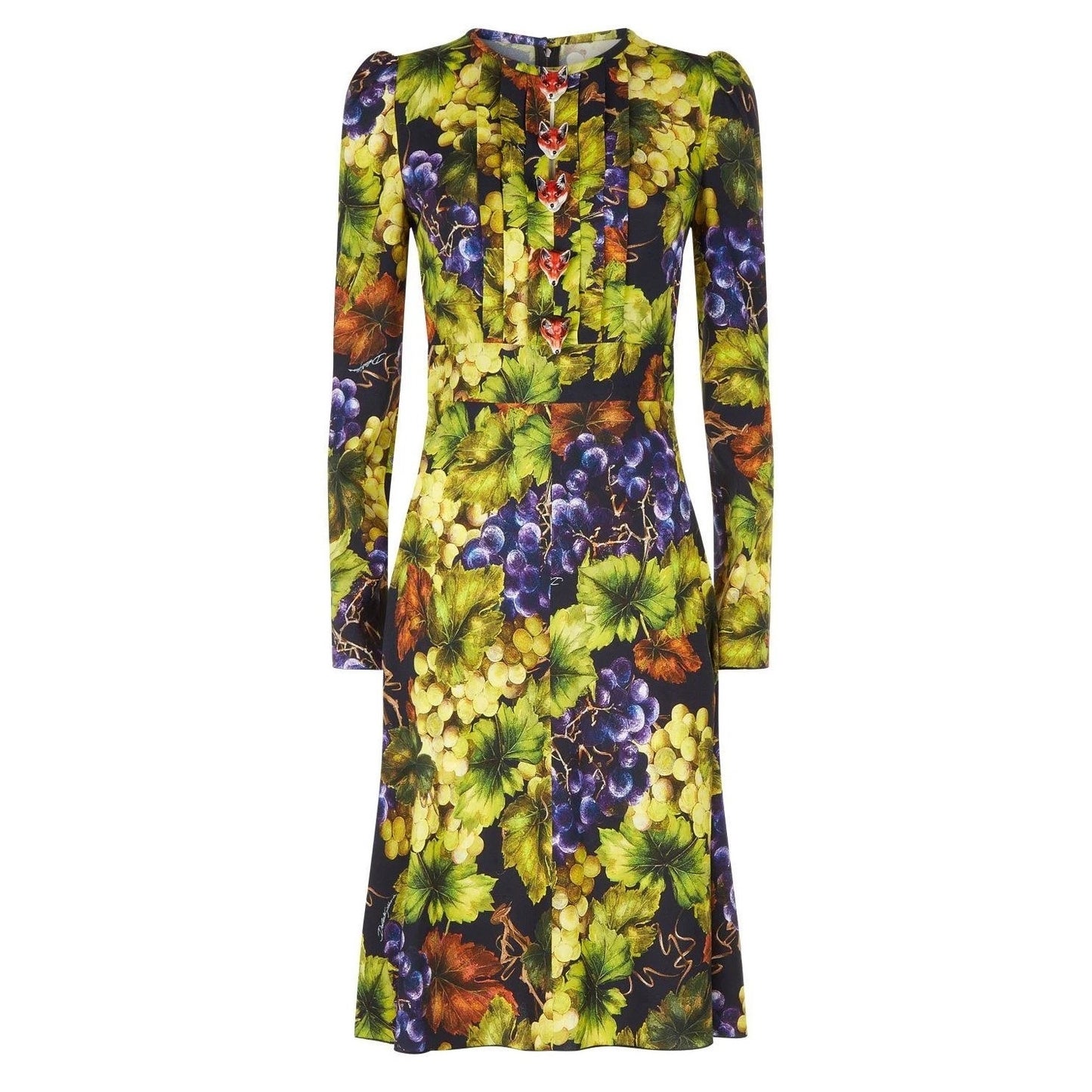 NWT Dolce & Gabbana Grape Print Embellished Dress Yellow IT 40 / S