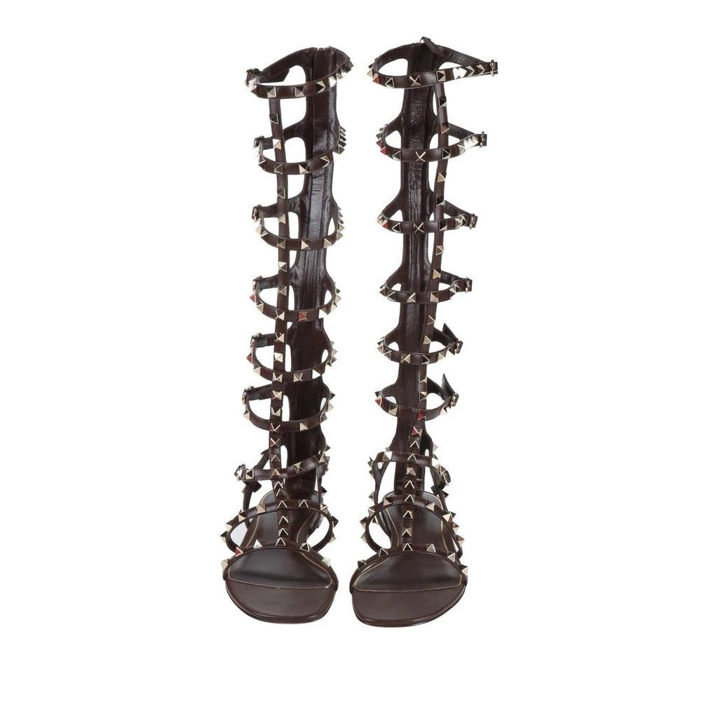 Valentino Garavani Rockstud Gladiator  Sandals Brown 38