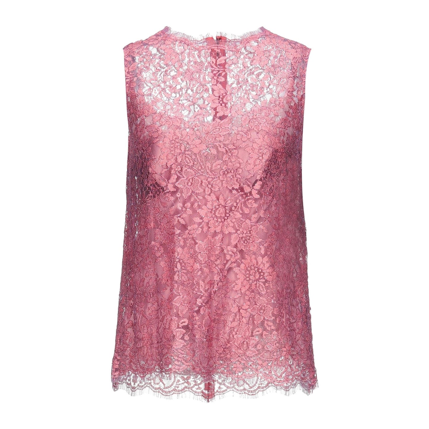 NWT Dolce & Gabbana Pink Chantilly Lame Lace Sleeveless Tank Top Blouse IT 40 S
