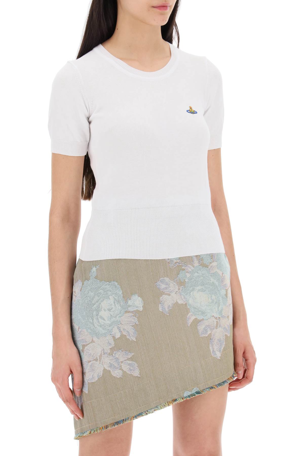 Vivienne Westwood Bea Short-Sleeve Sweater With Orb Embroidery