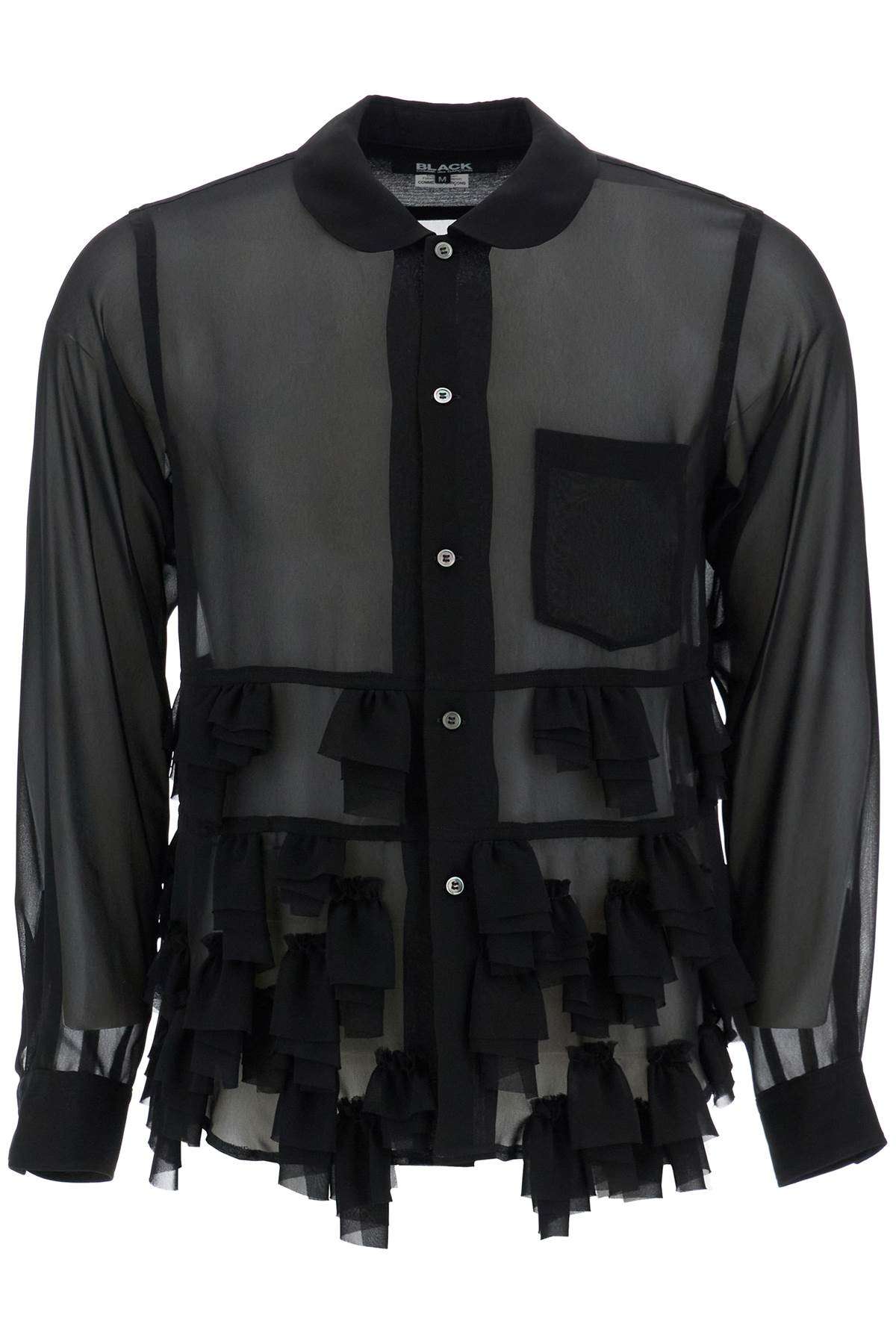 Comme Des Garcons Black Georgette Blouse With Ruffles