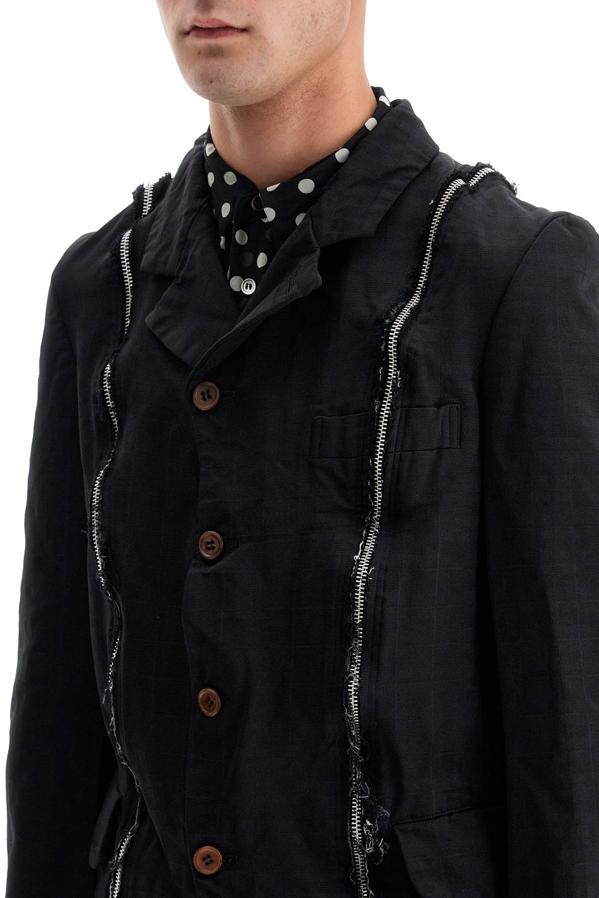 Comme Des Garcons Black Single-Breasted Jacket With Zipper