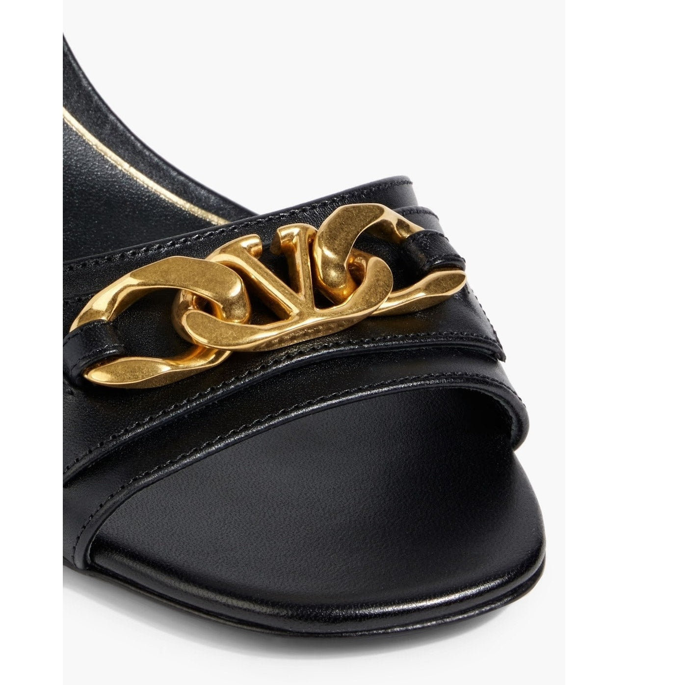 Valentino Garavani Black VLogo Chain Leather Sandals 35