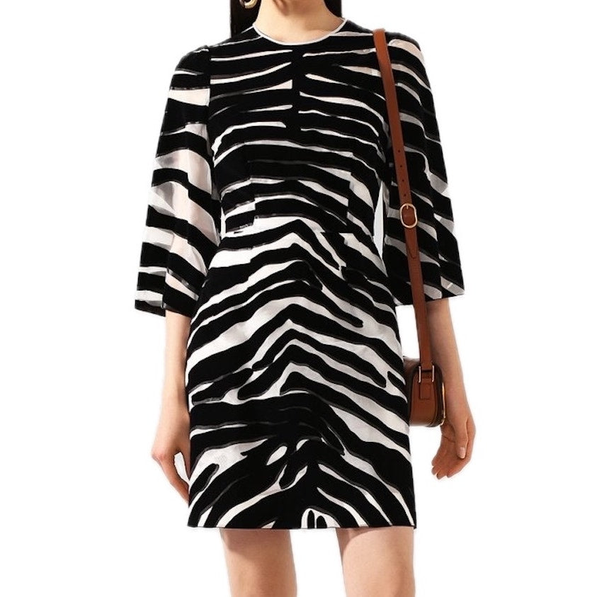 NWT DOLCE & GABBANA Runway Zebra Print Mini Dress Black IT 40 / S