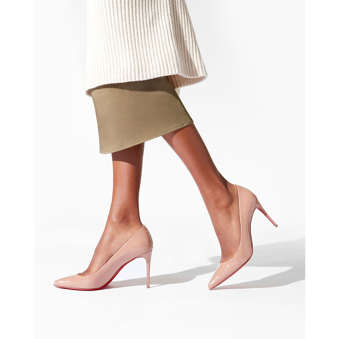 Christian Louboutin  Kate 85MM Patent Leather Pumps Nude