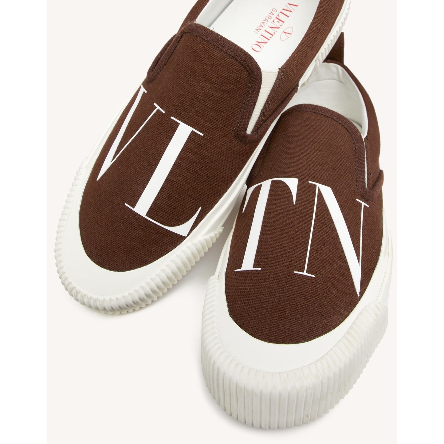 Valentino Garavani Brown VLTN Canvas Slip-on Sneakers