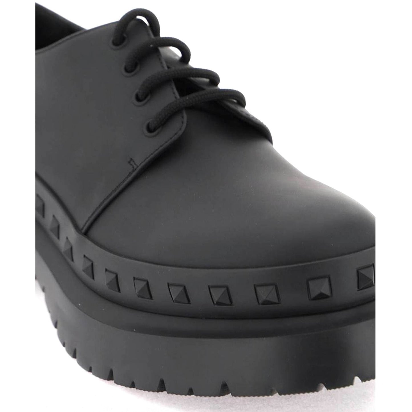 NIB Valentino Garavani Black M-Way Rockstud leather Derby shoes 42