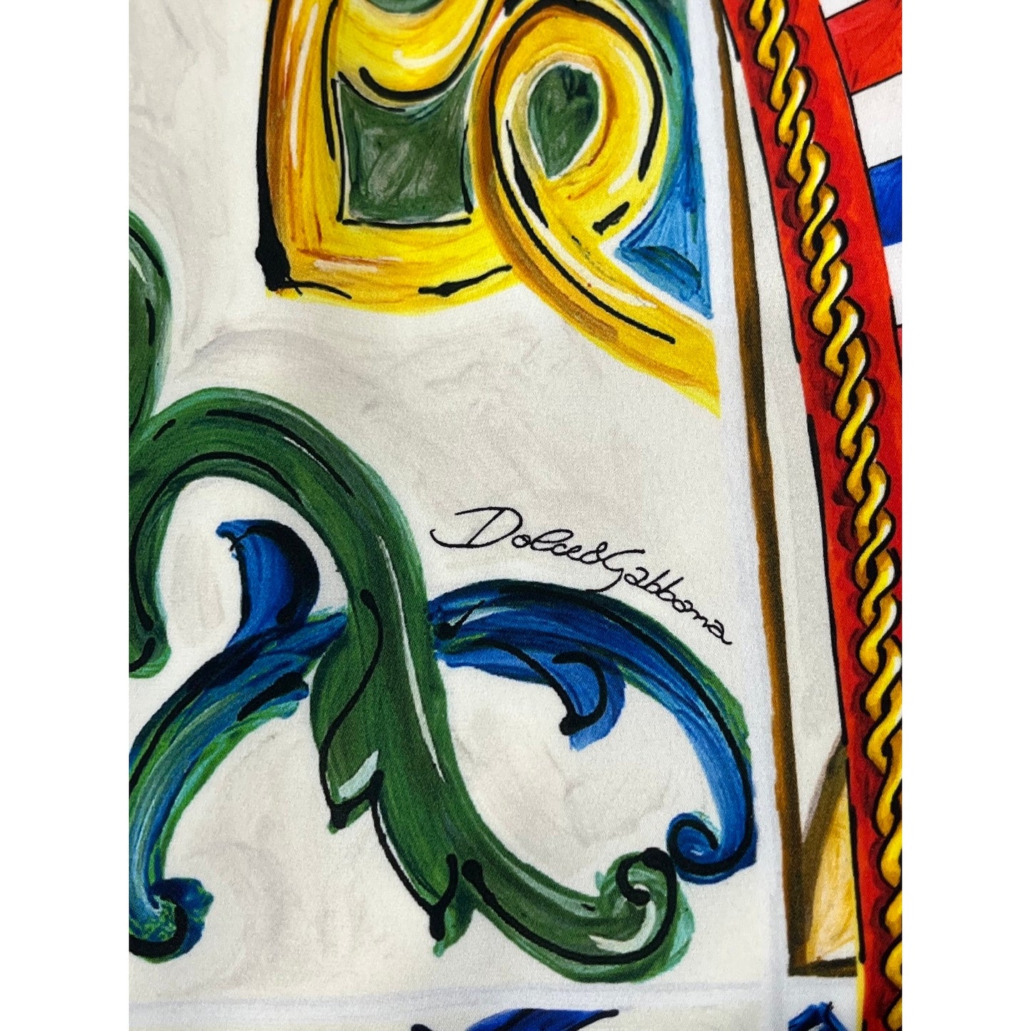 NWT Dolce & Gabbana White Yellow Majolica print Silk Charmeuse Dress IT 40 S