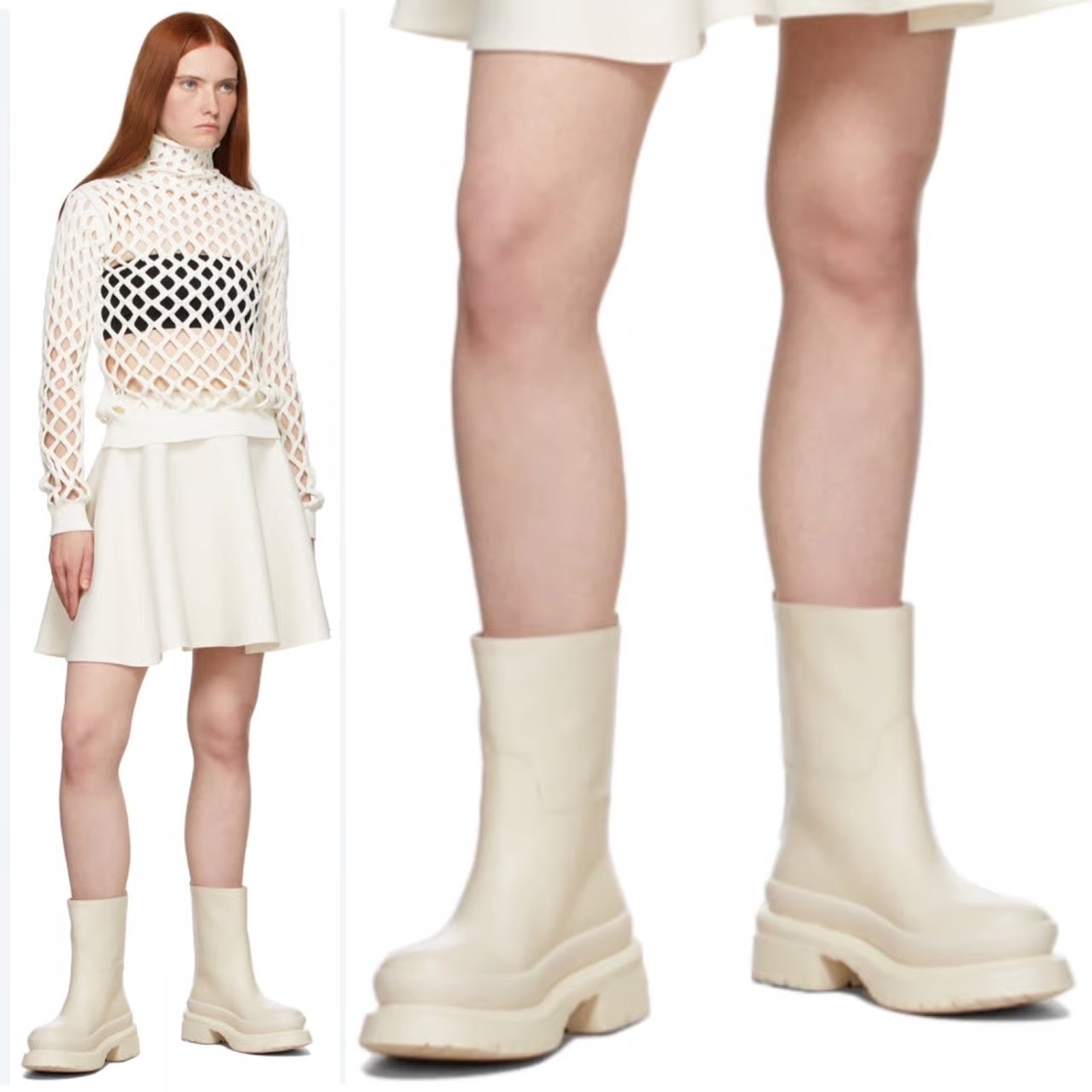 Valentino Garavani  Off-White Roman Stud Ankle Boots Ivory 37
