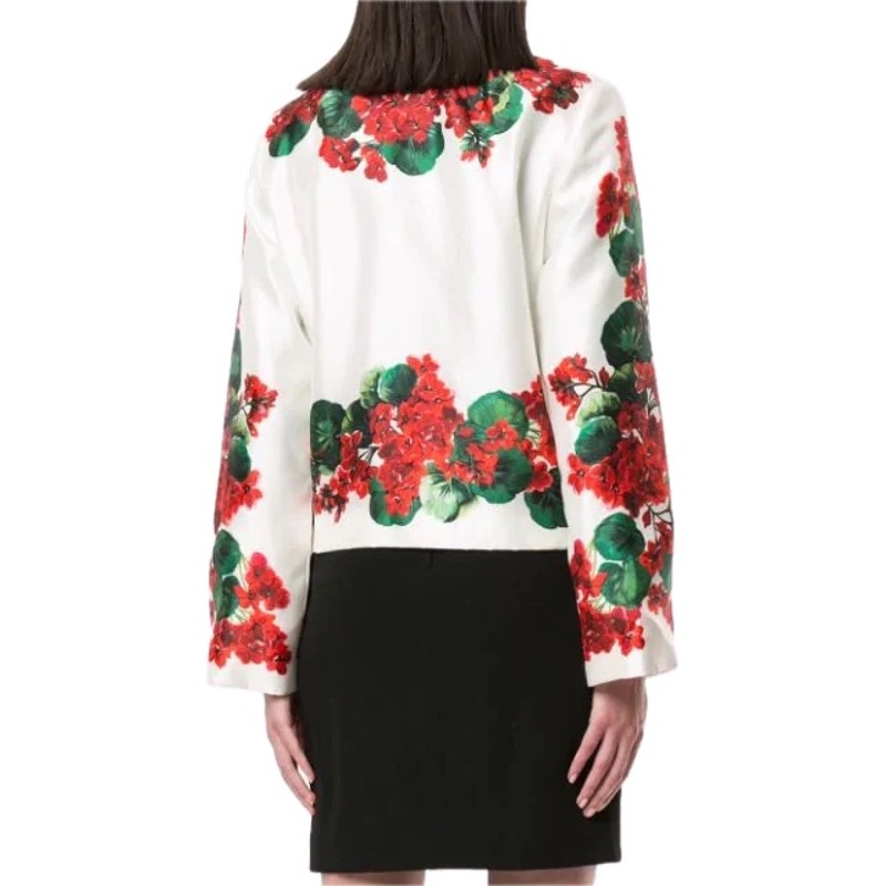 NWT Dolce & Gabbana Portofino Print Mikado Jacket White Red green IT 38  XS