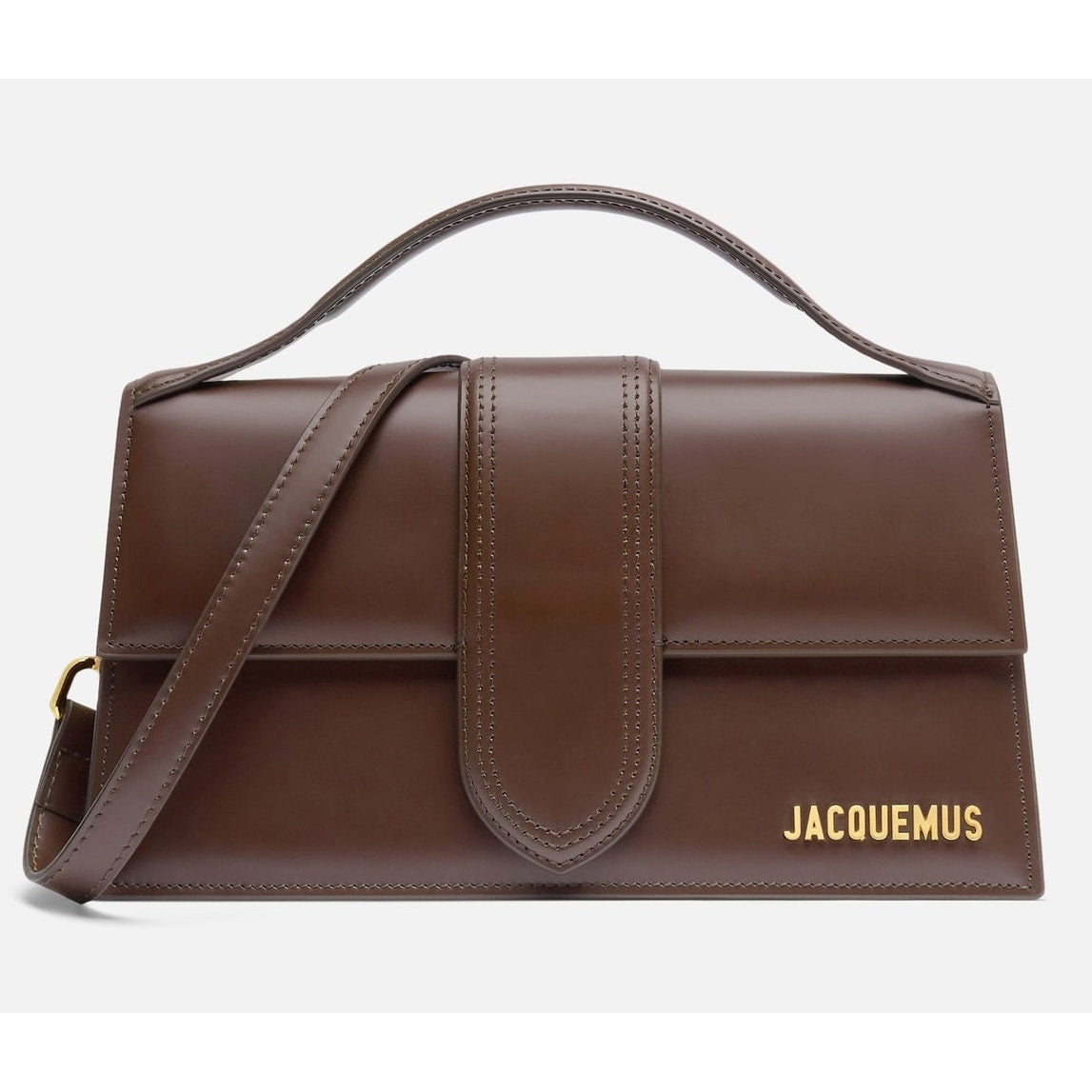 NWT Jacquemus Le Grand Bambino Leather Crossbody Bag Brown Gold Logo