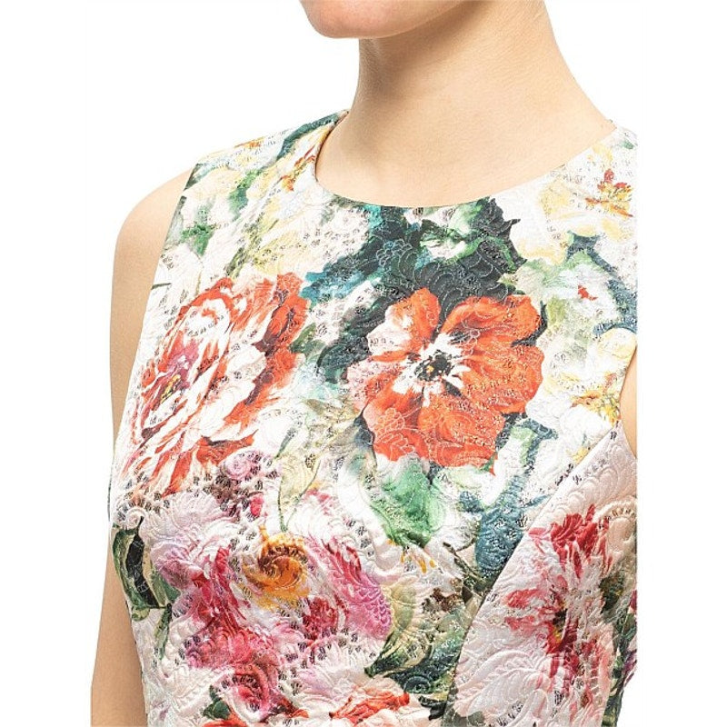 NWT DOLCE & GABBANA Metallic Floral-Print Cotton-Blend Brocade Mini Dress