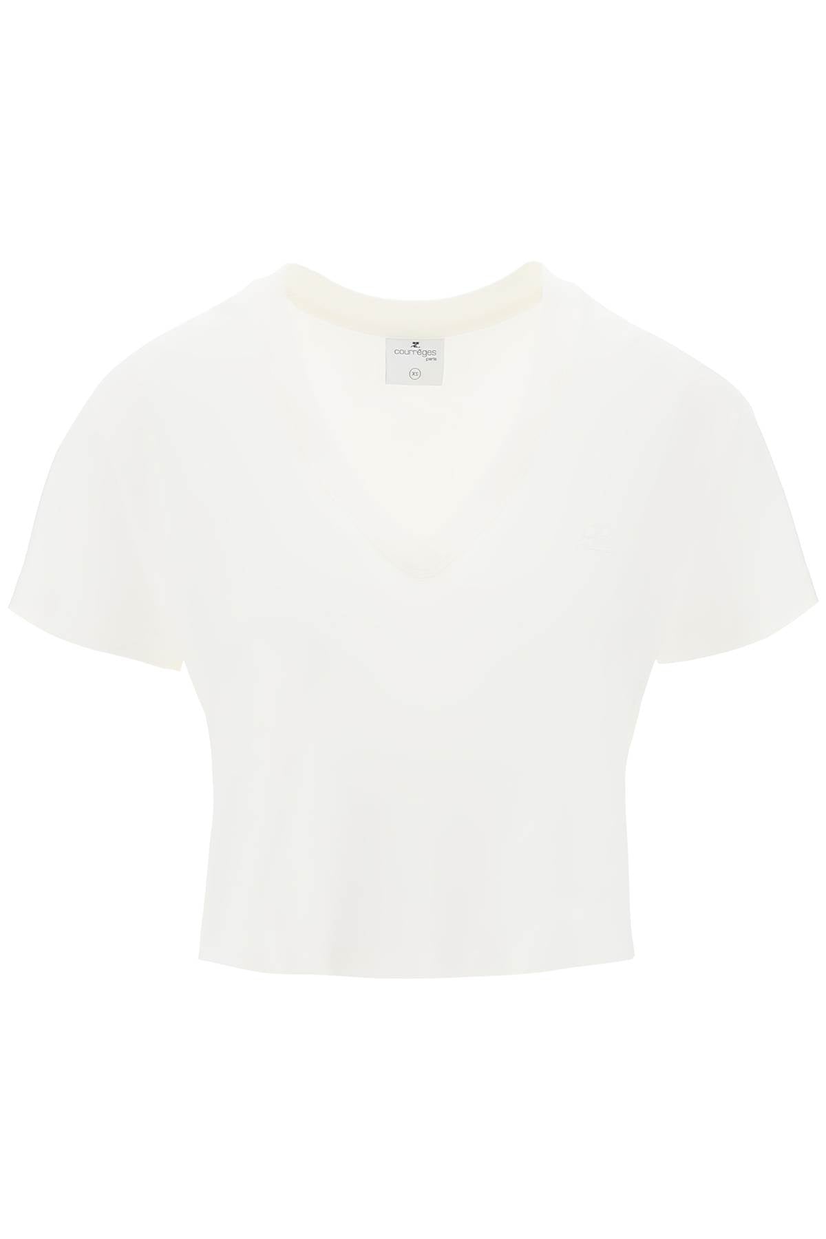 Courreges Cropped Logo T-Shirt With