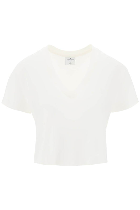 Courreges Cropped Logo T-Shirt With