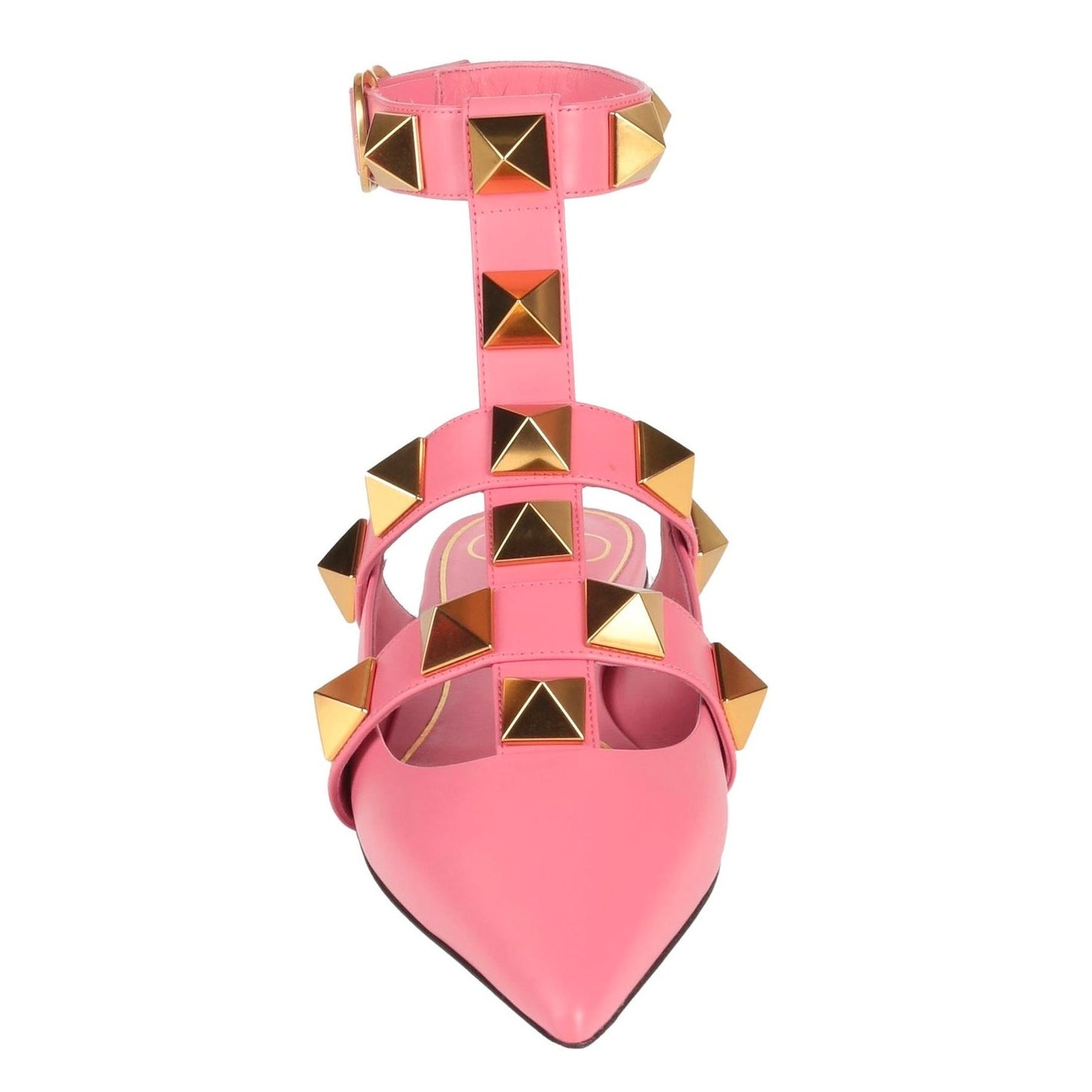 Valentino Garavani Pink Roman Stud Ballerina Flat Ankle Strap 37