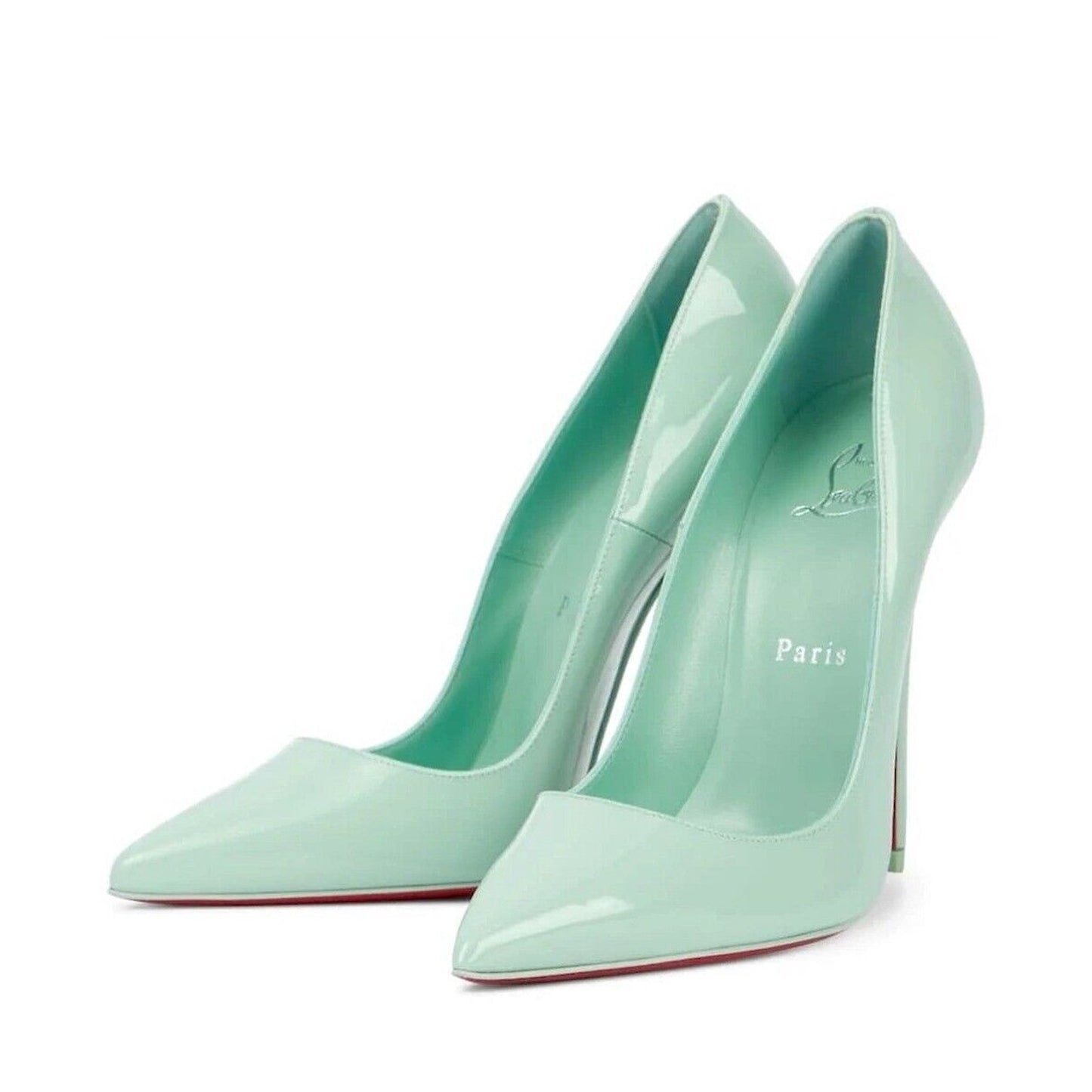 Christian Louboutin So Kate 120 patent leather pointed toe pumps Mint Green