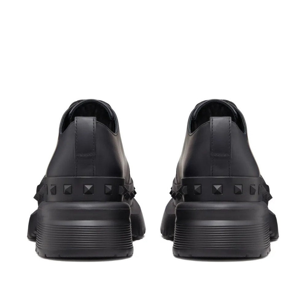 Valentino Garavani Black M-Way Rockstud leather Derby shoes