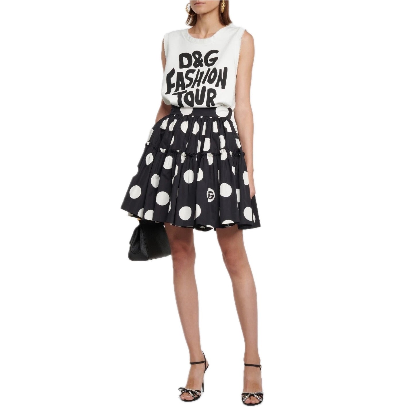 NWT Dolce & Gabbana White D&G Fashion Tour Sleeveless T-Shirt IT 38 XS