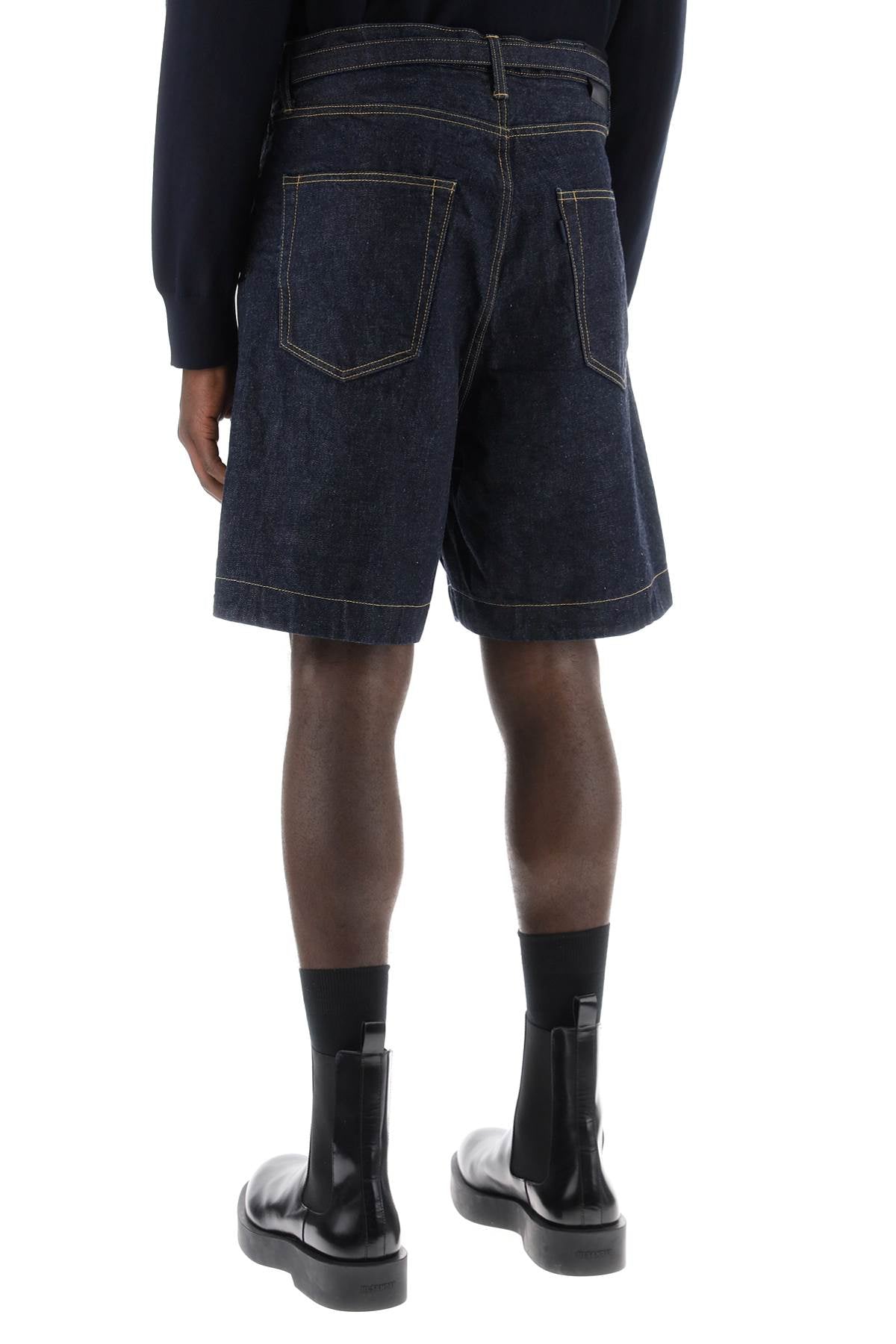 Sacai Denim Bermuda Shorts With Removable Belt