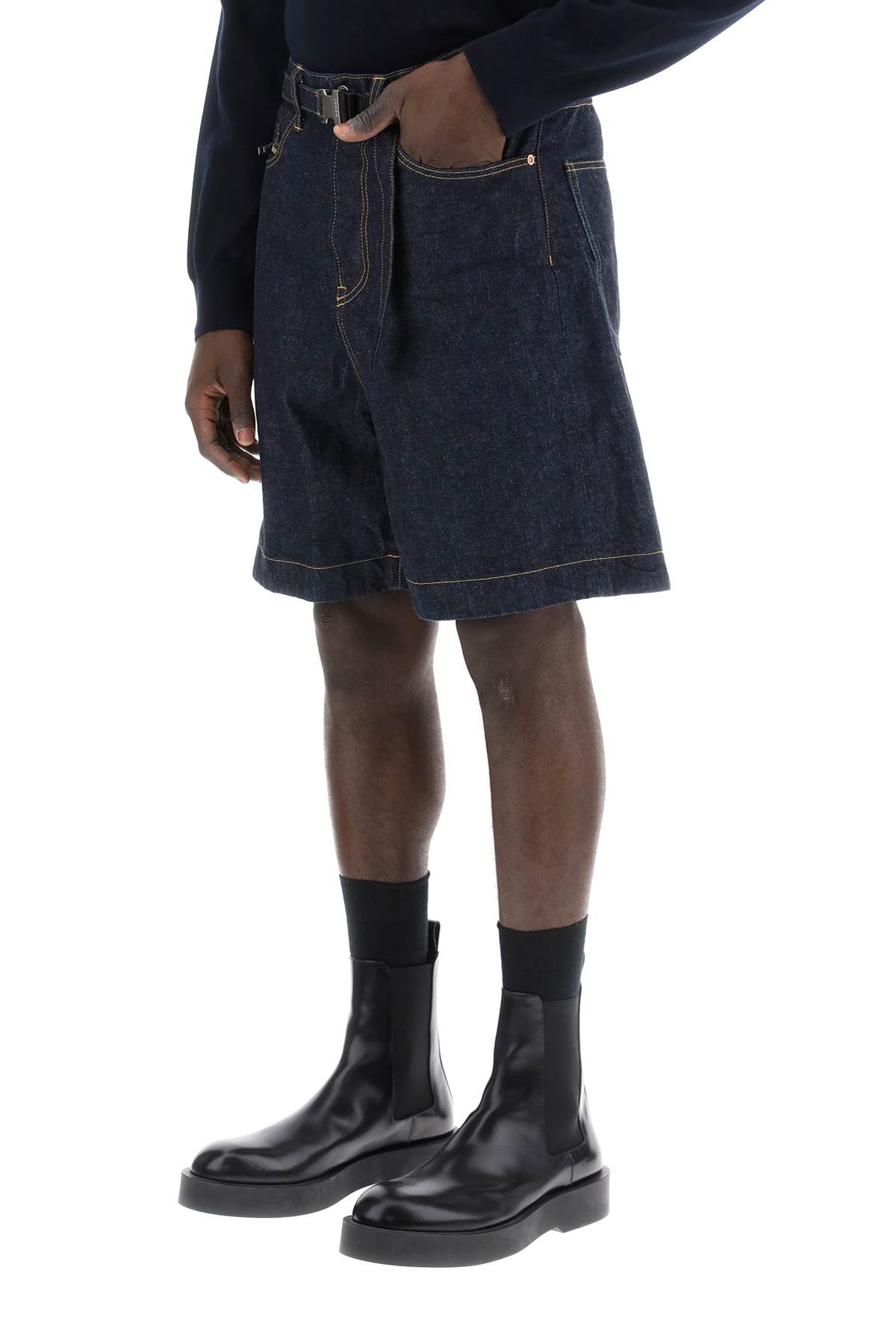 Sacai Denim Bermuda Shorts With Removable Belt