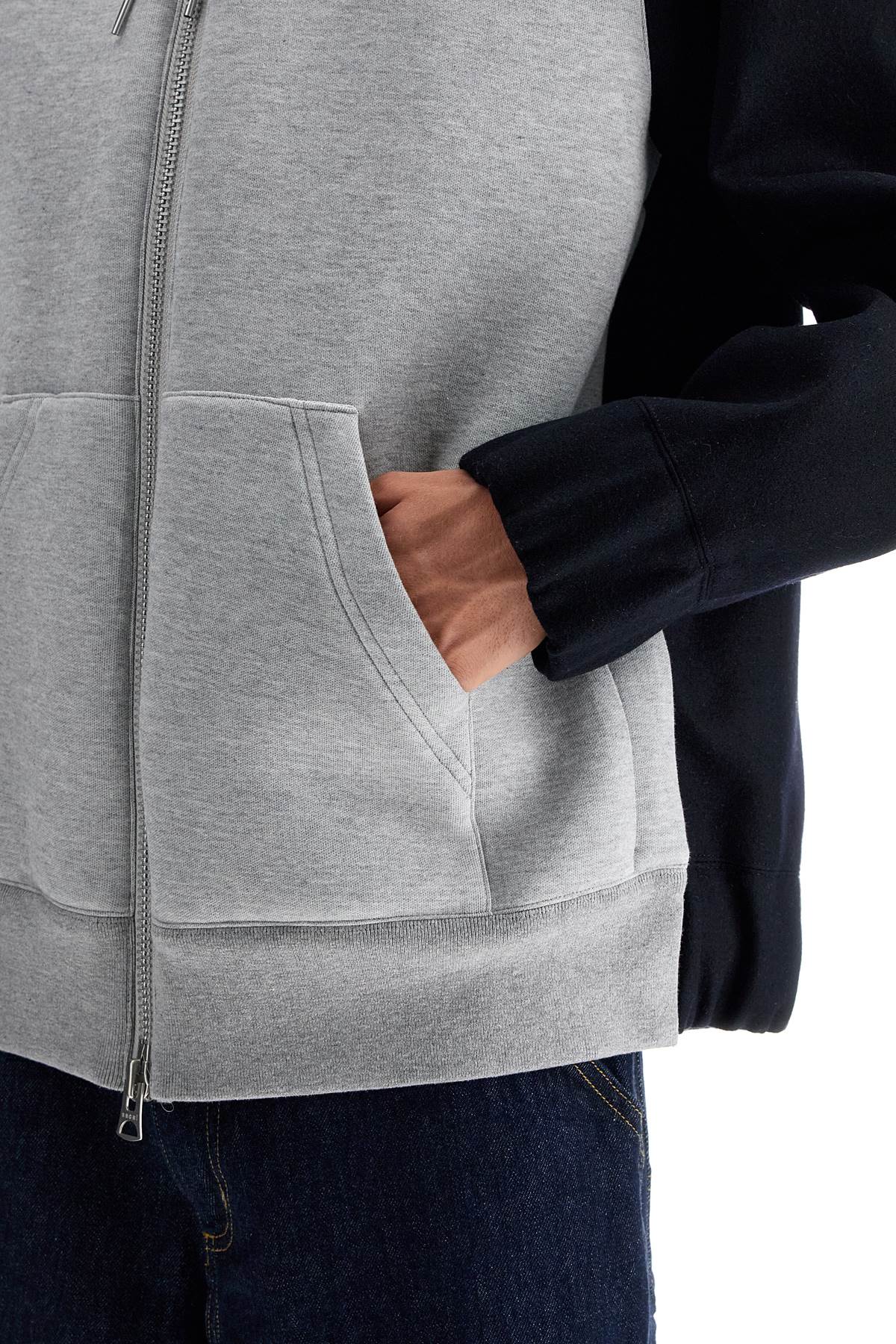 Sacai Bicolor Sweatshirt With Zip And Hood