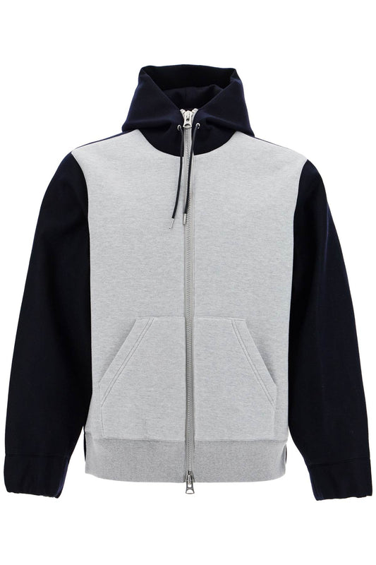 Sacai Bicolor Sweatshirt With Zip And Hood