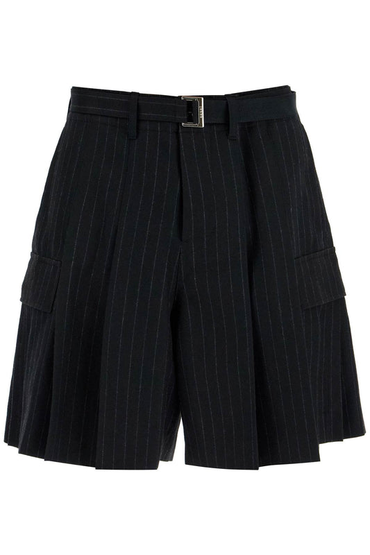 Sacai Striped Pleated Bermuda Shorts