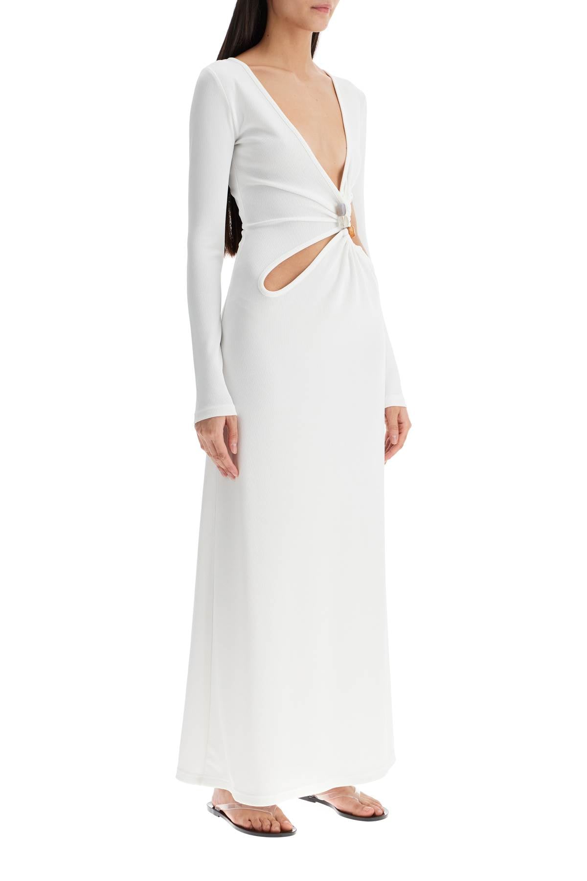 Christopher Esber Long Dress With Cut Outs And Natural Stones