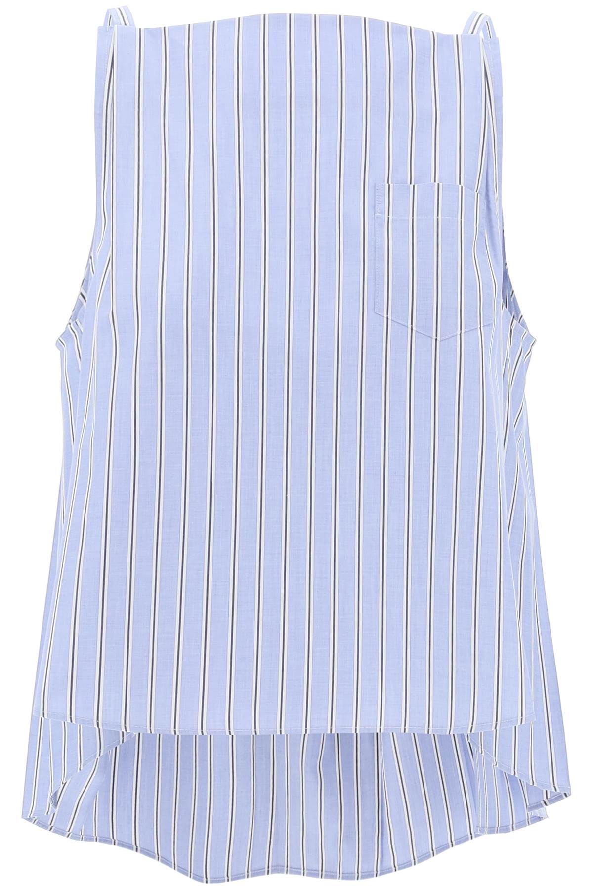 Sacai Striped Sleeveless Top In Poplin