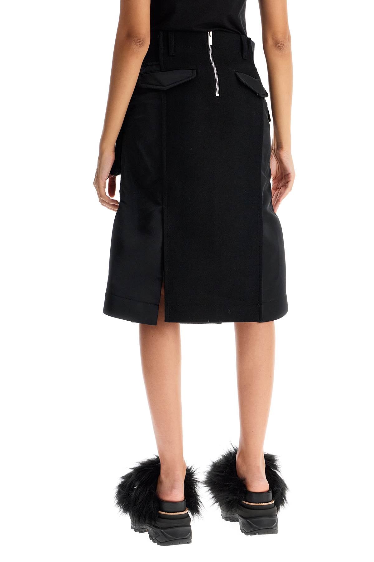 Sacai Hybrid Nylon And Wool Skirt