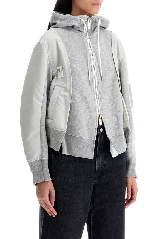 Sacai Hybrid Sweatshirt With Zip And Hood