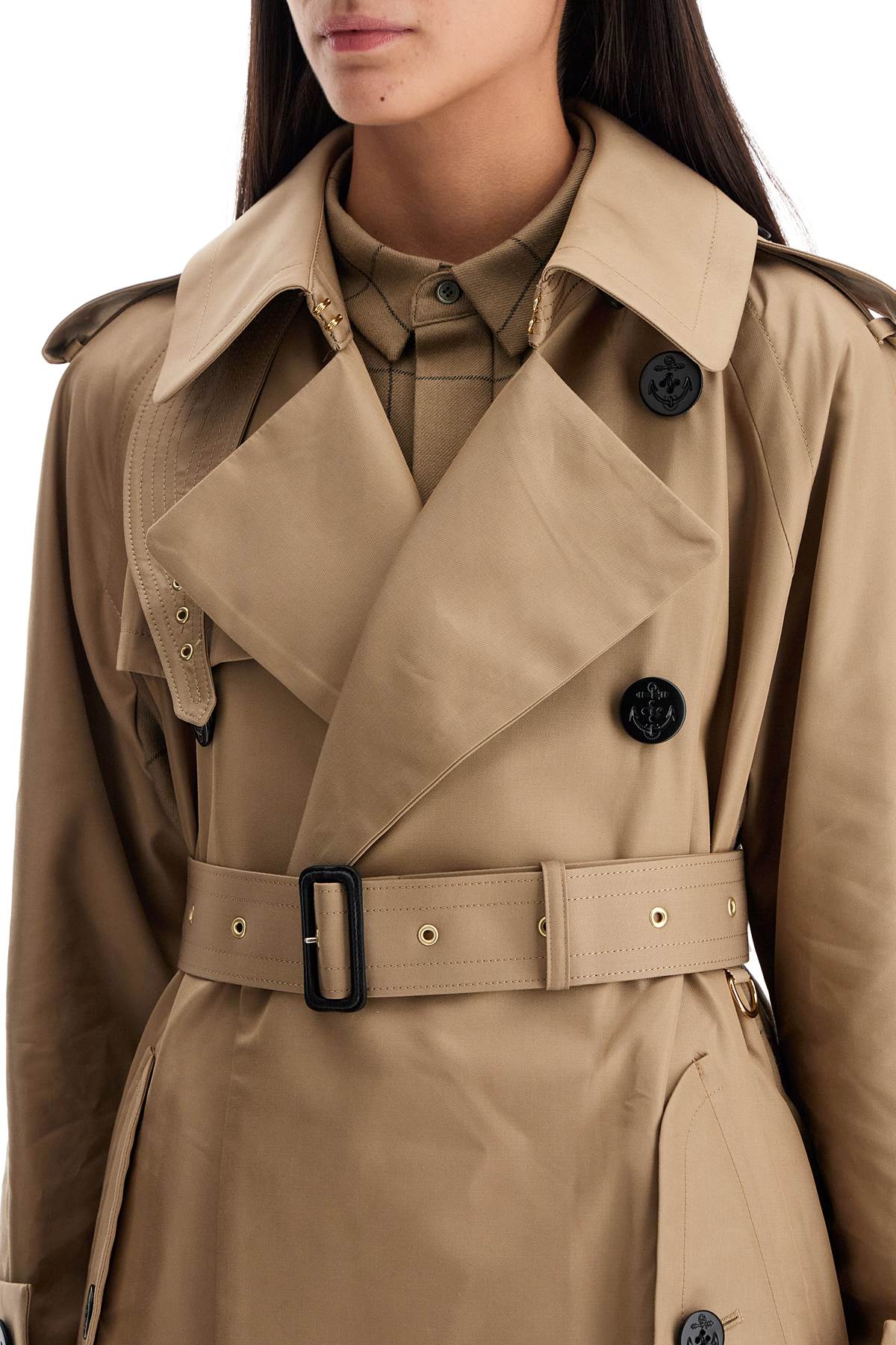 Sacai In Pelle  Gabardine Trench