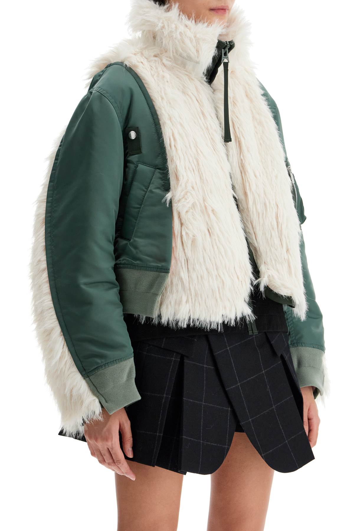 Sacai Jacket With Faux Fur Inserts