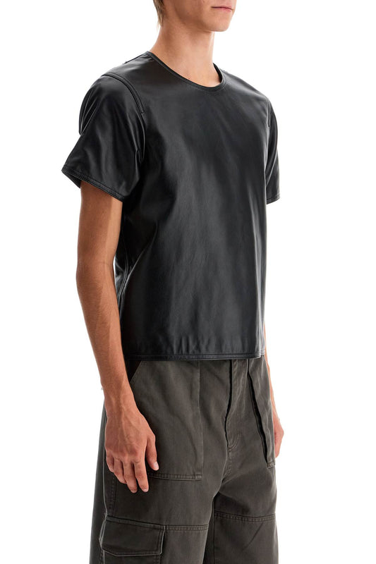 Dries Van Noten Leather T-Shirt With Side Zipper