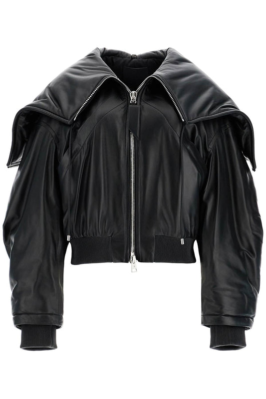 The Attico Nappa Bomber Jacket With Oversized Hood