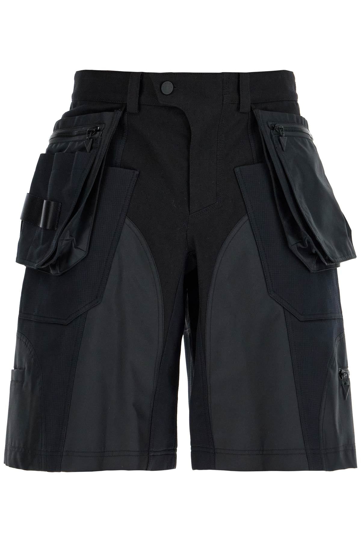 Mugler Bi-Material Cargo Bermuda Shorts