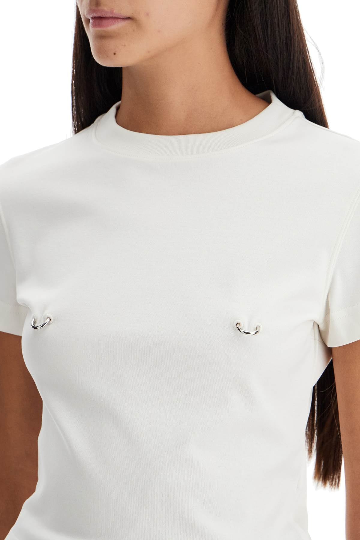 Mugler Cropped T-Shirt With Piercing