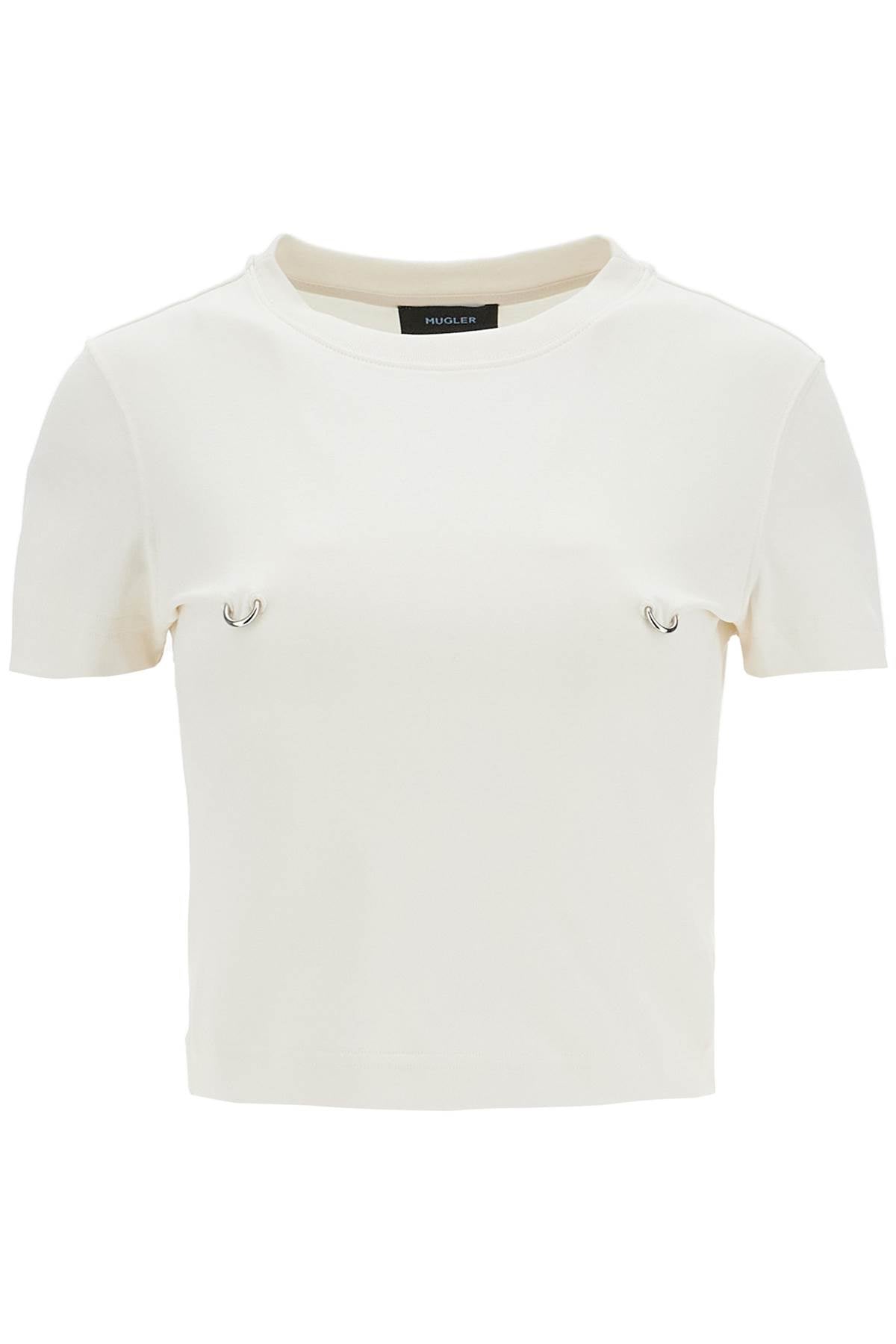 Mugler Cropped T-Shirt With Piercing