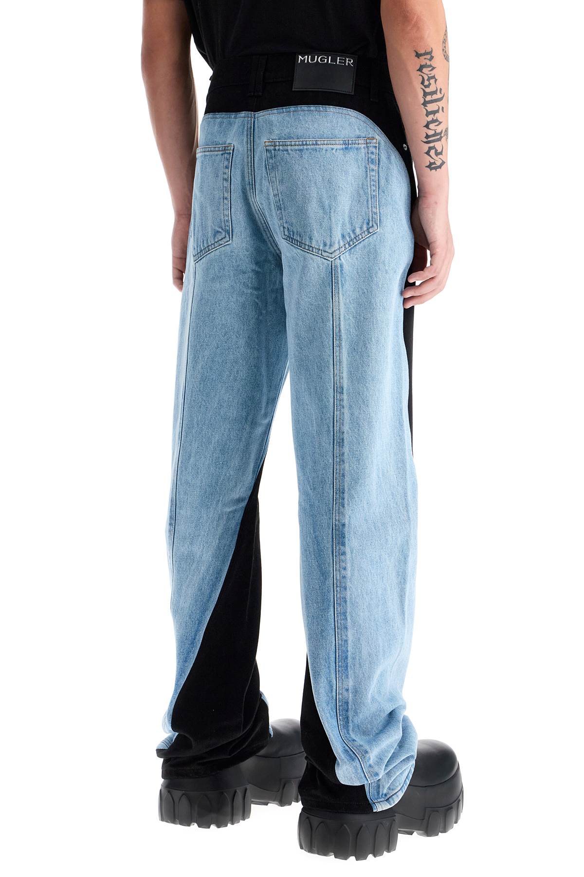 Mugler Two-Tone Denim Jeans