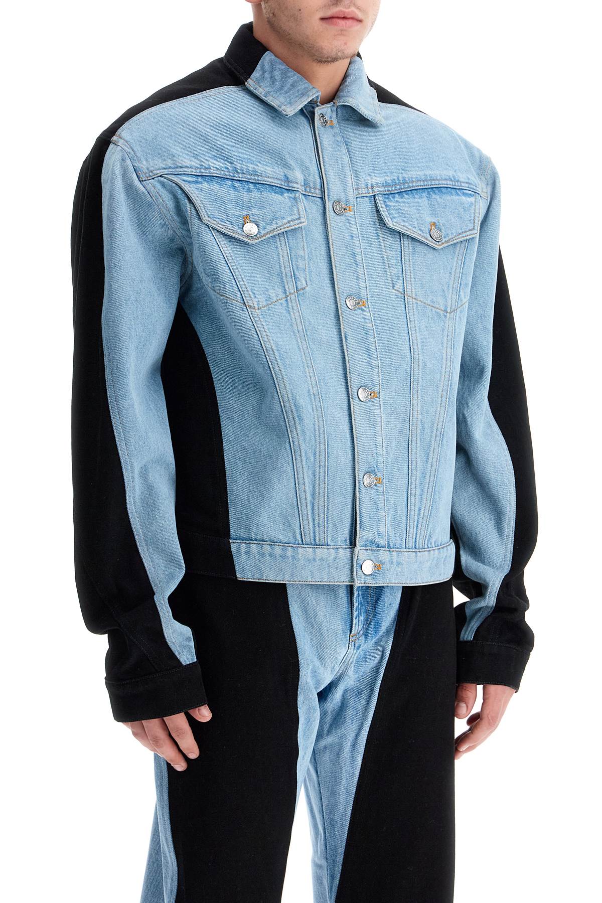 MUGLER Giacca In Denim Bi-Colore