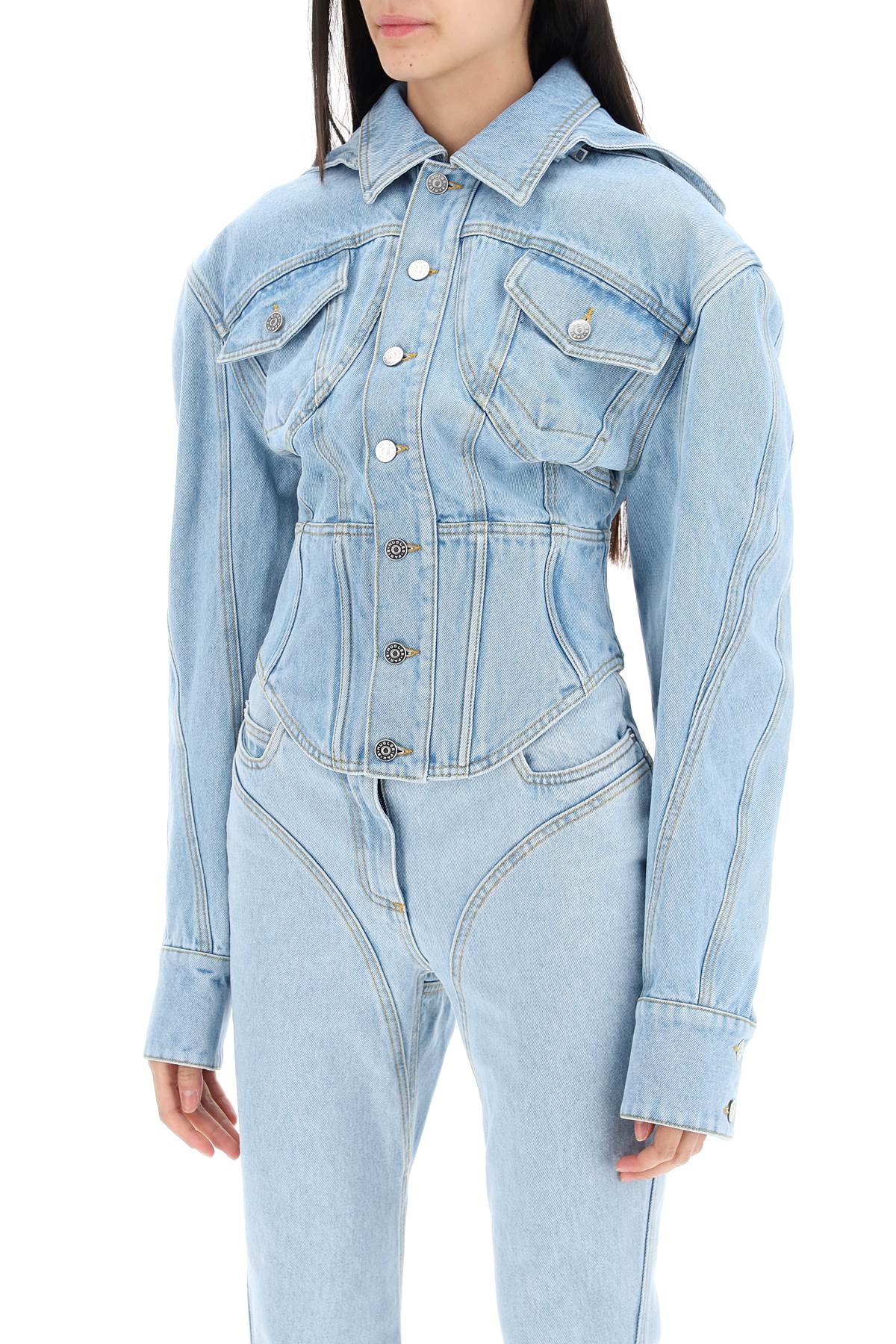 MUGLER Giacca In Denim Con Corsetto