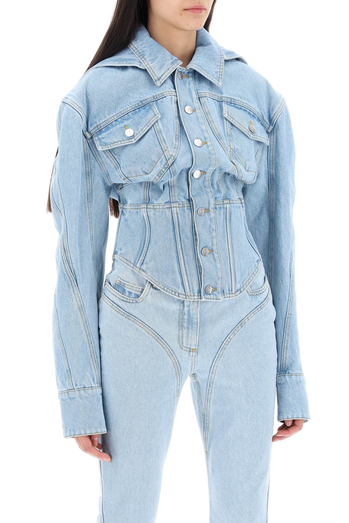 MUGLER Giacca In Denim Con Corsetto