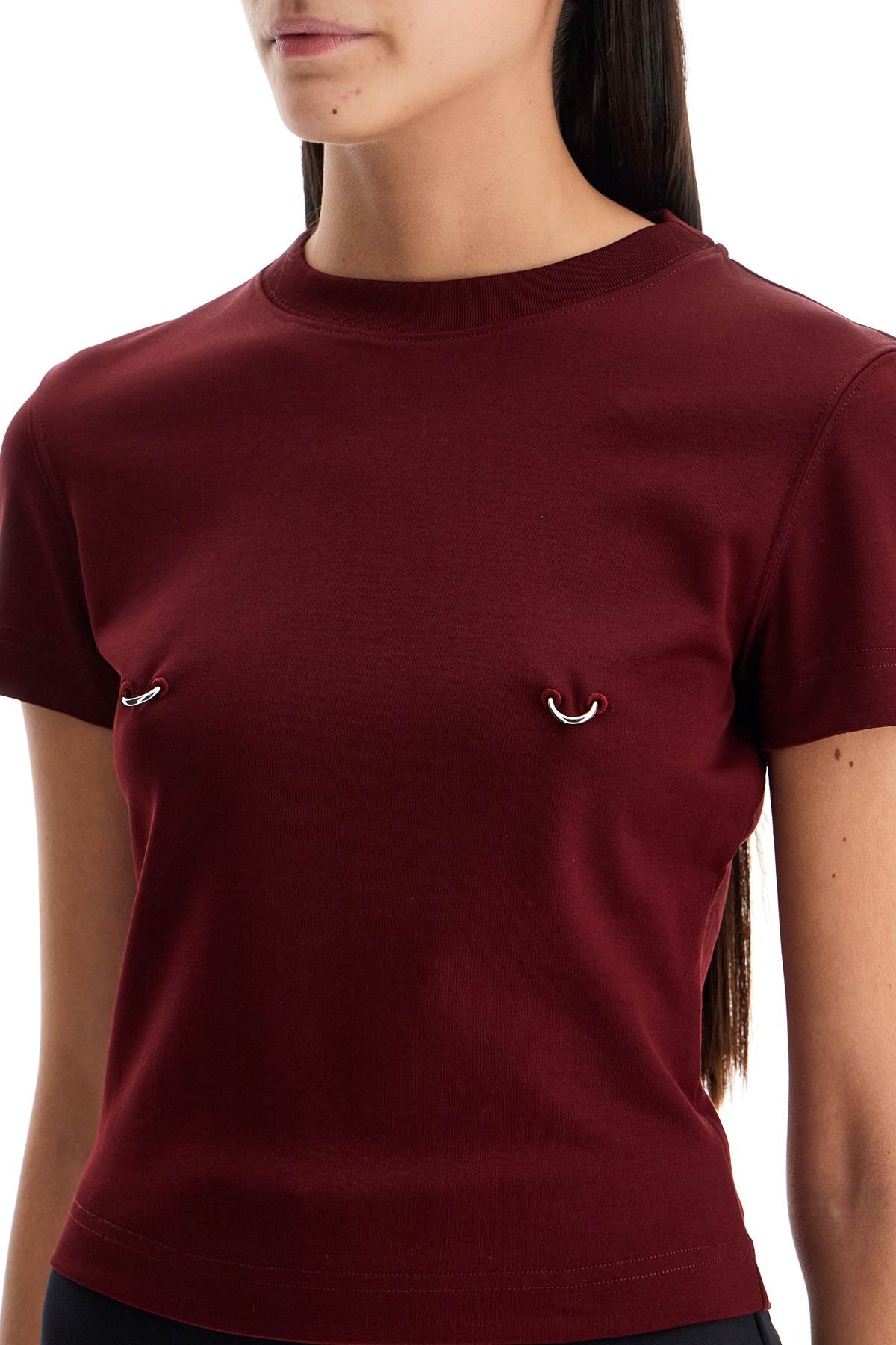 Mugler Cropped T-Shirt With Piercing