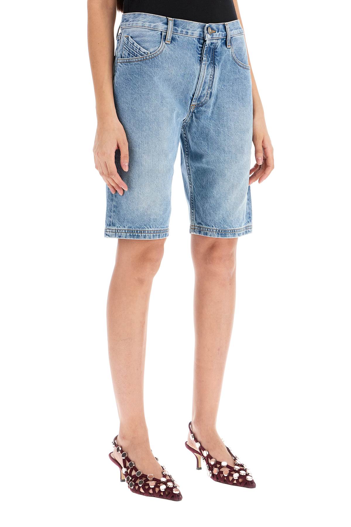 The Attico Denim Boyfriend Bermuda Shorts For