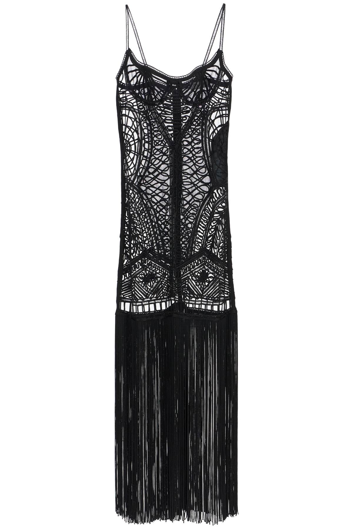 The Attico Embroidered Tulle Midi Dress