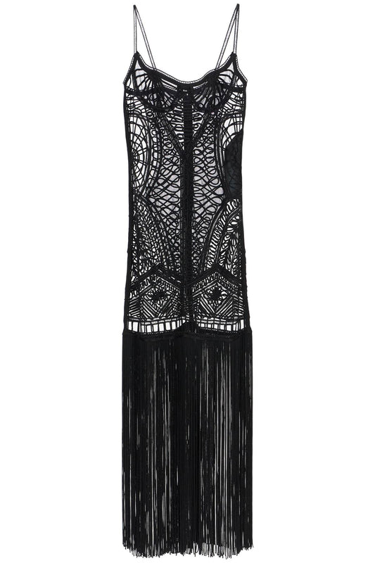 The Attico Embroidered Tulle Midi Dress