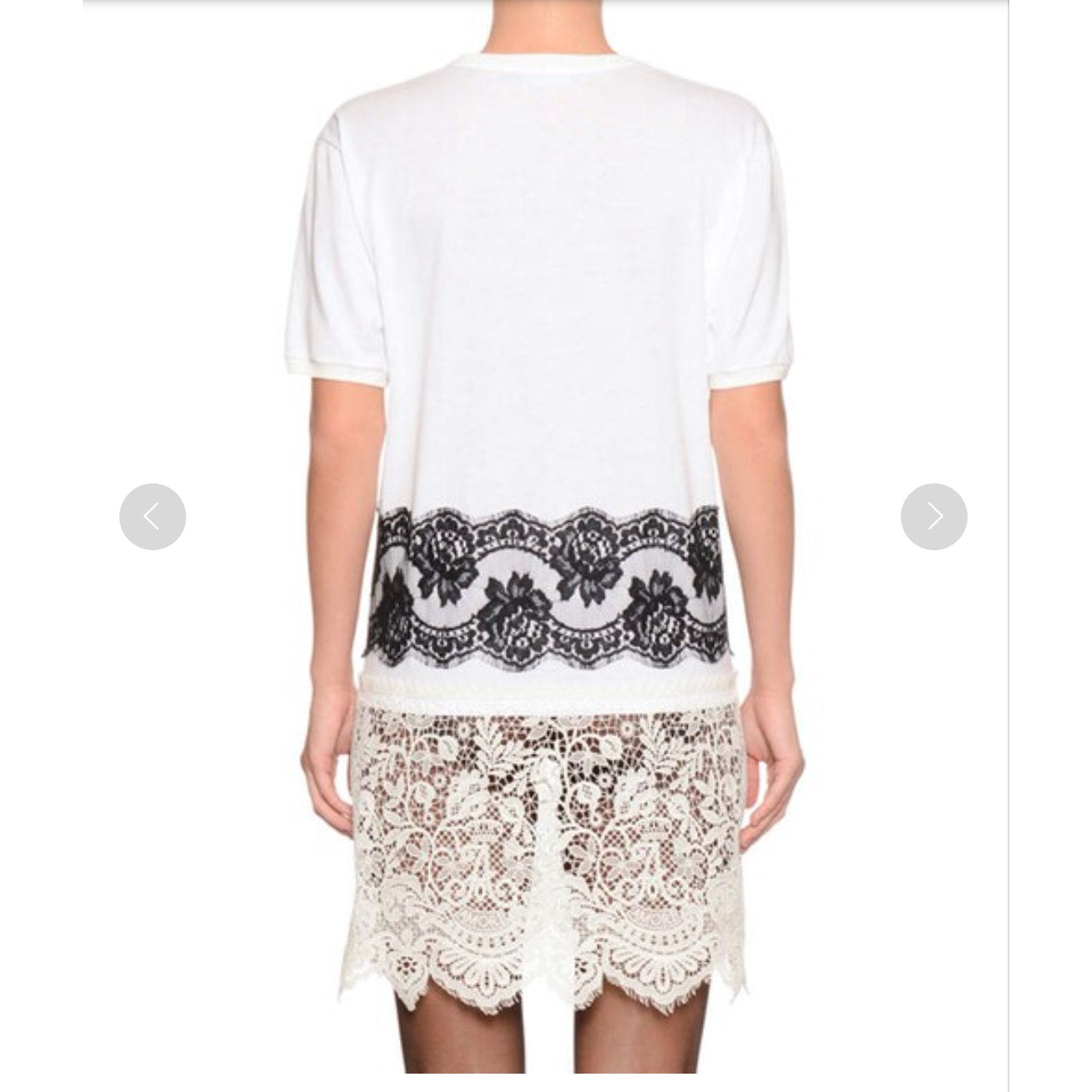 NWT Dolce & Gabbana Oversized Fashion Sinner Lace Trim Long T Shirt 36 XXS